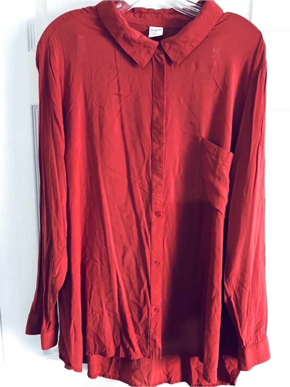 Melrose and Market Sz 2X Women's Red Button-Up Blouse 100% Rayon oversize